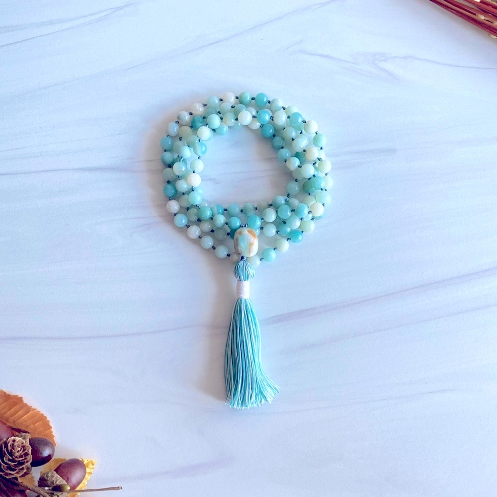 Amazonite Necklace | Visionary | Traditional Mala Necklace | Tassel Mala